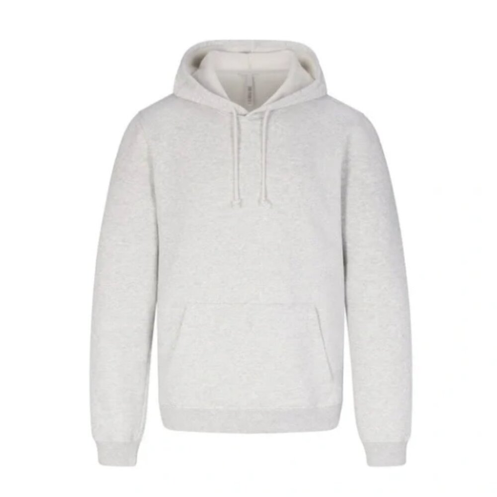 SKIMS Fleece Lounge Hoodie Mens Small Light Heather Gray Pullover Sweatshirt NWT